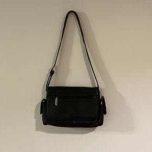 Croft & Barrow Black Leather Messenger Bag Purse
